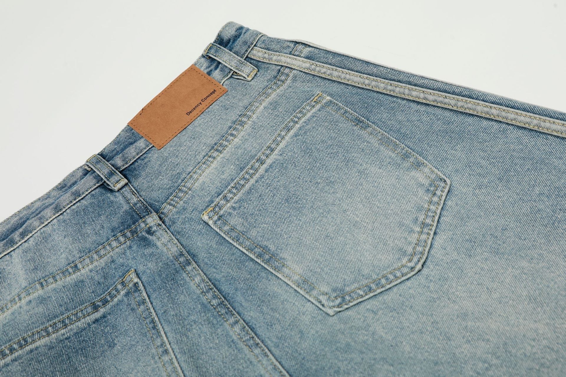 Washed Side Stripe Curved Denim Jeans