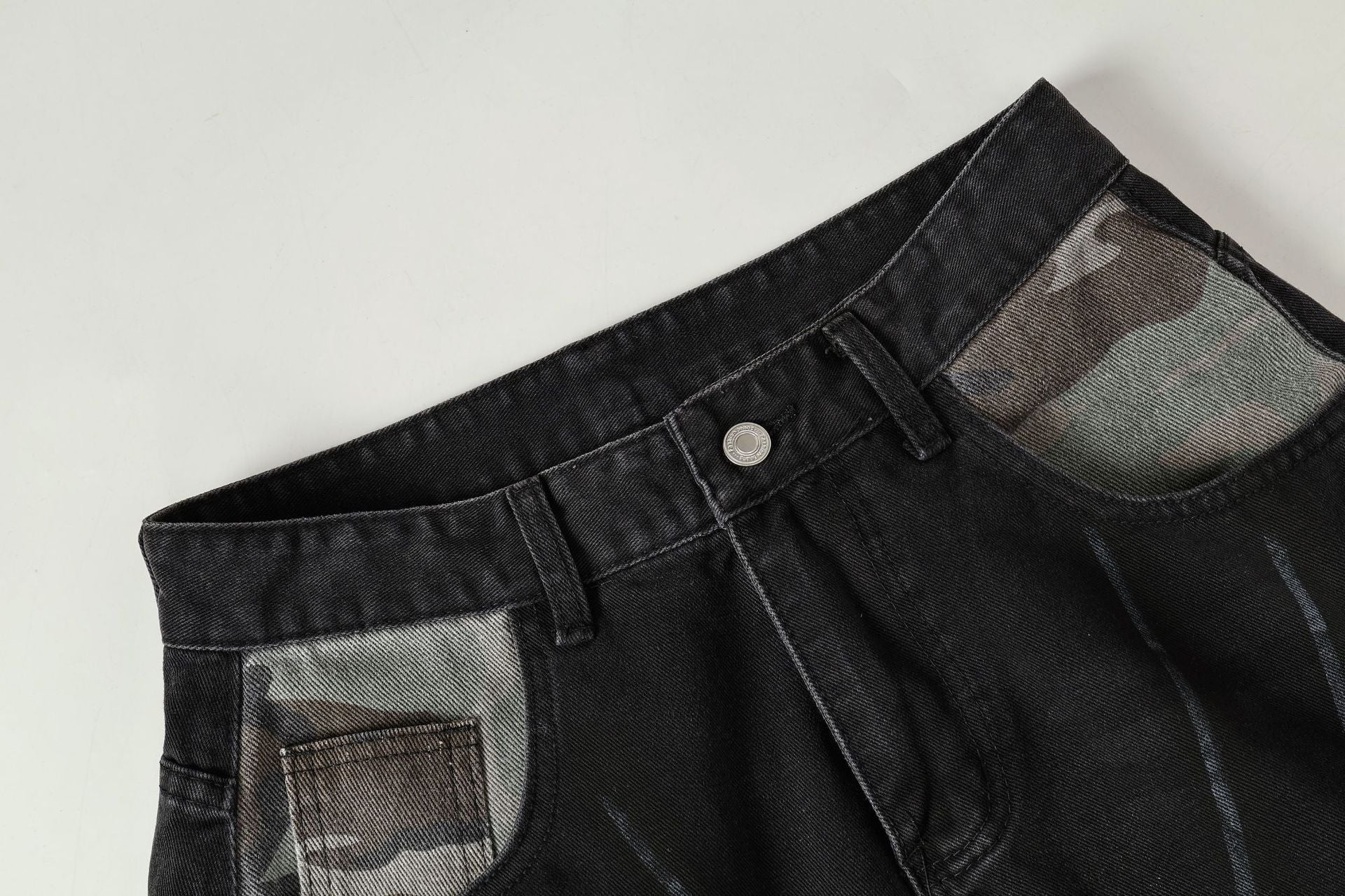 Butterfly Print Camouflage Wide Leg Denim Jeans