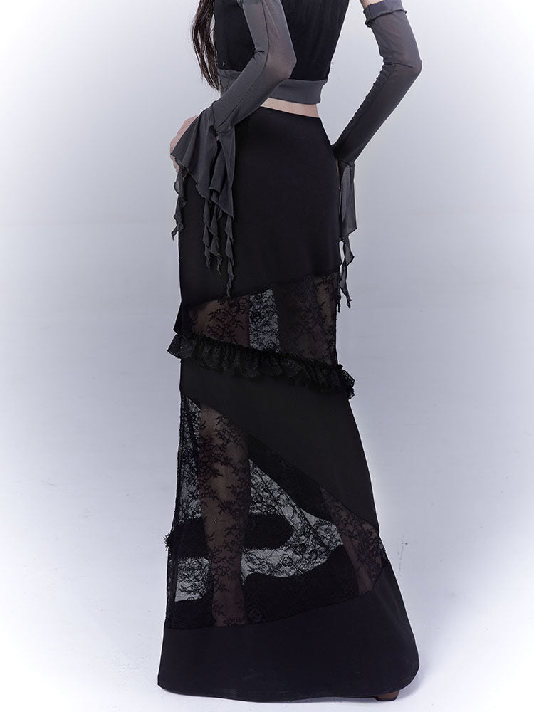 Lace Patchwork Low Waist Skirt
