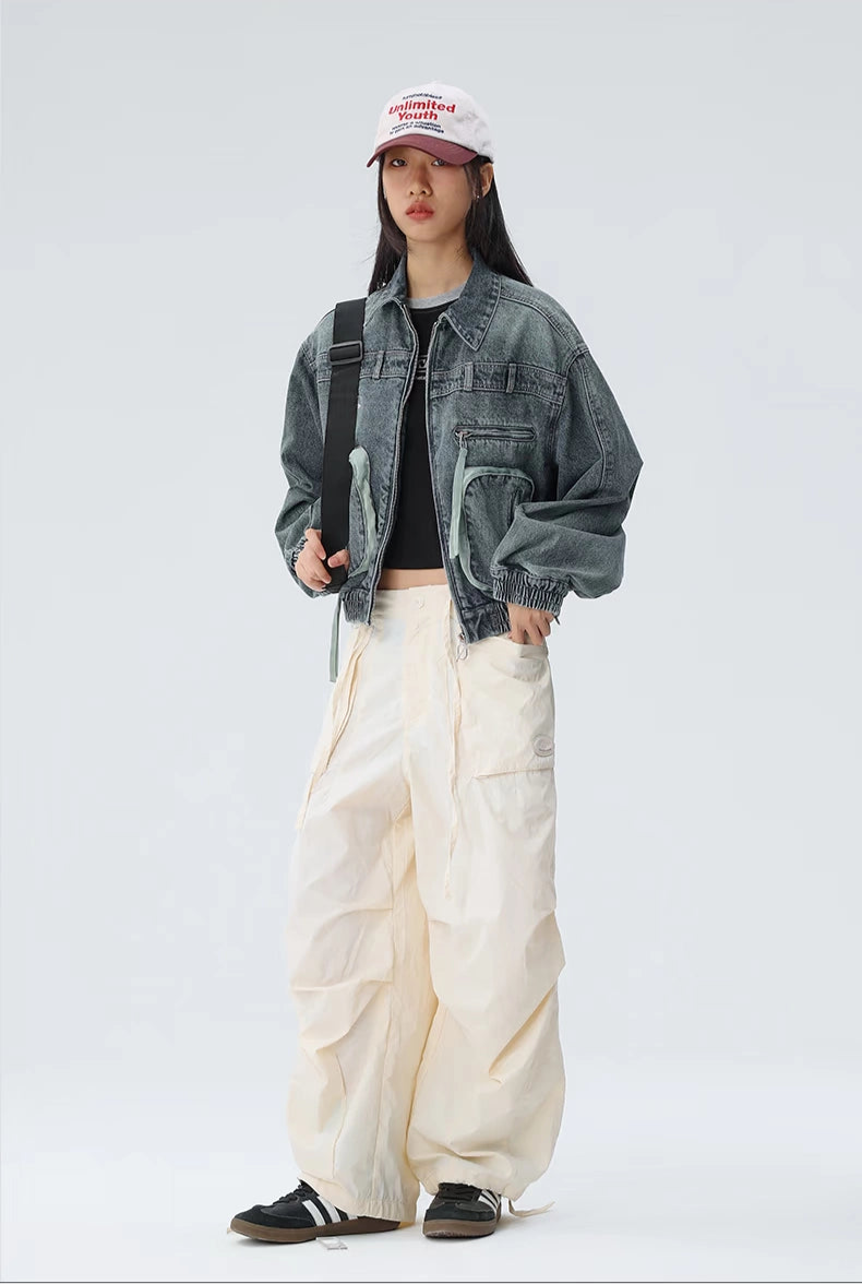 Deconstructed cargo denim jacket