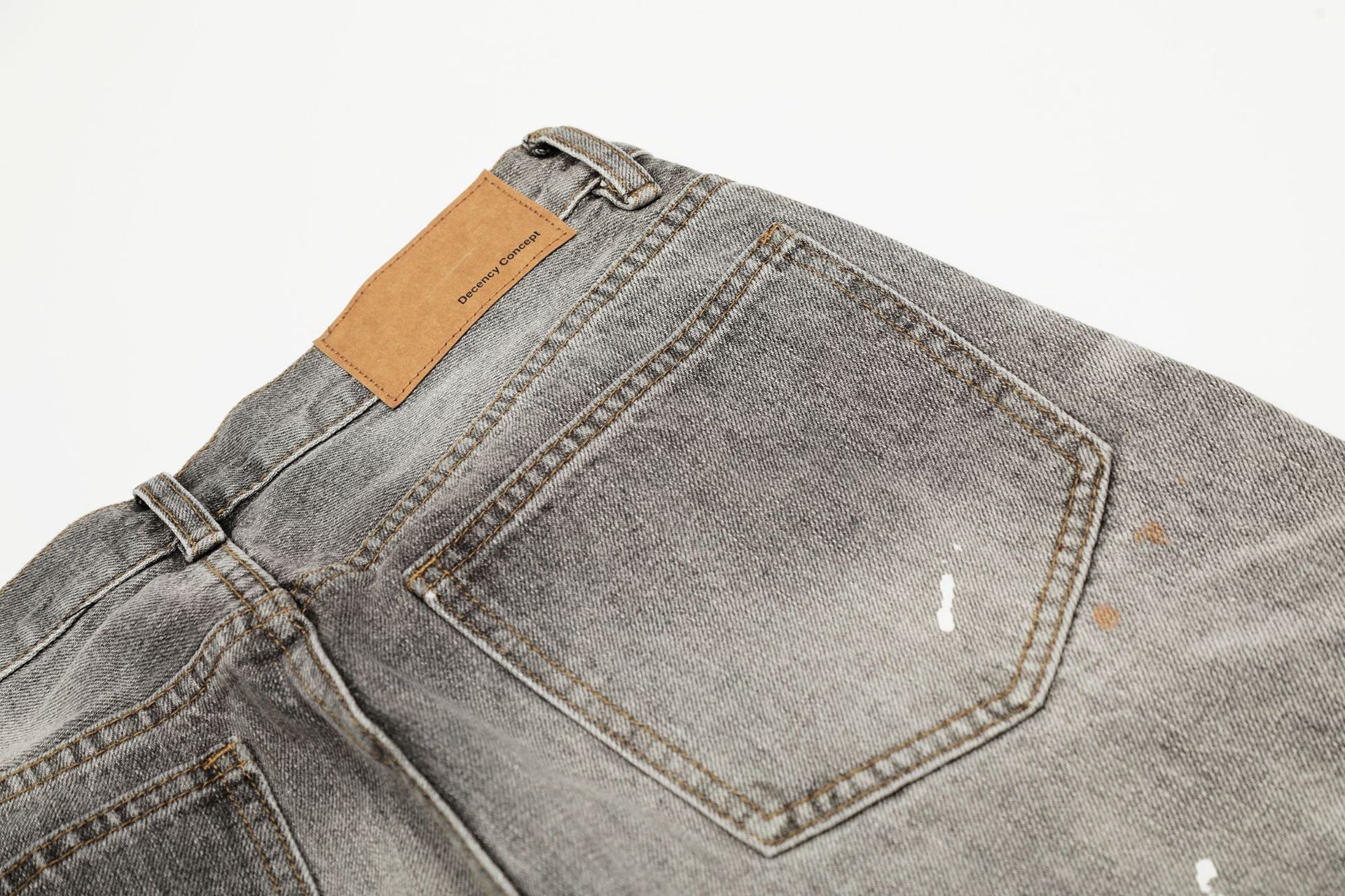 Dirty Washed Paint Wide Leg Denim Jeans