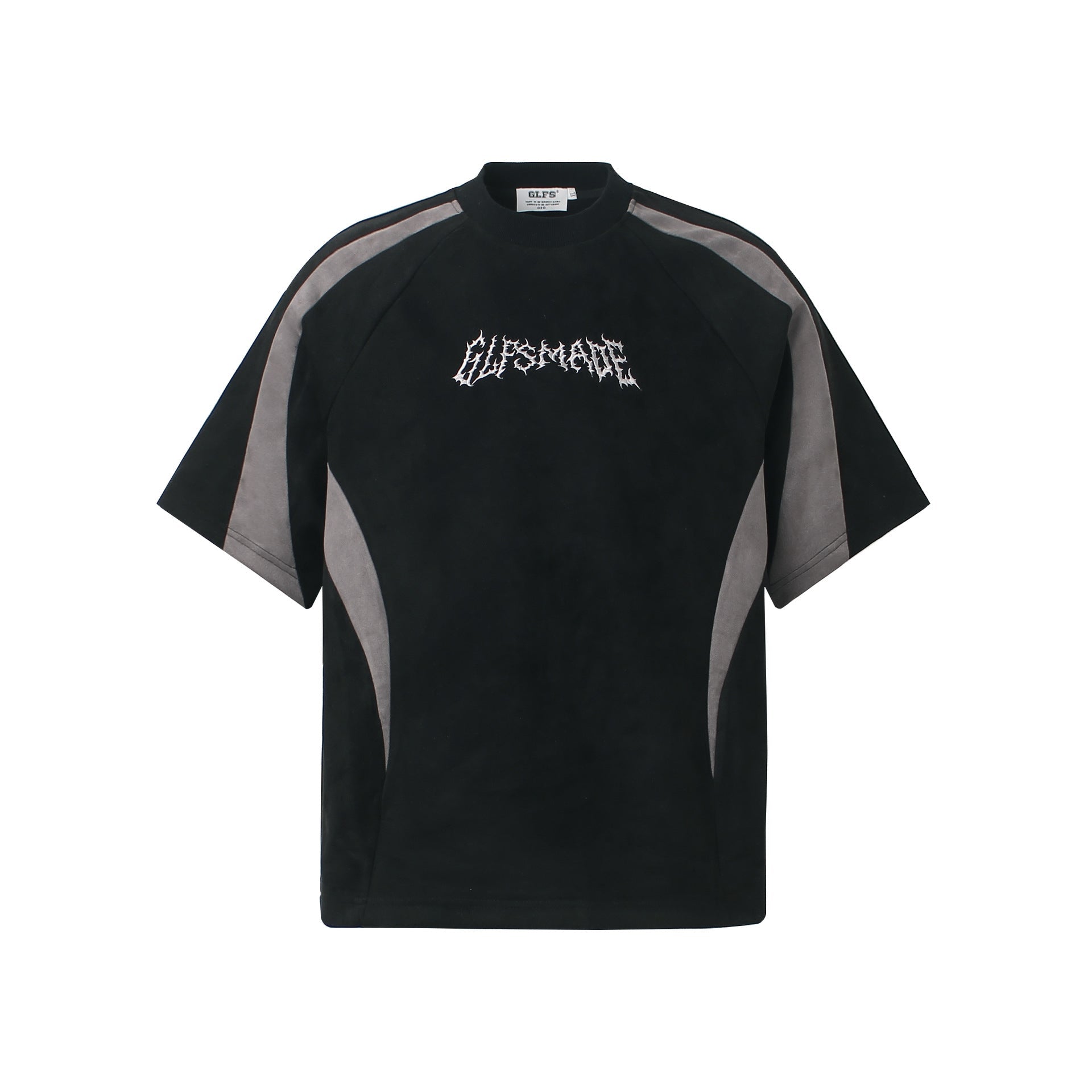 Color Block Suede Logo Short Sleeve T-Shirt