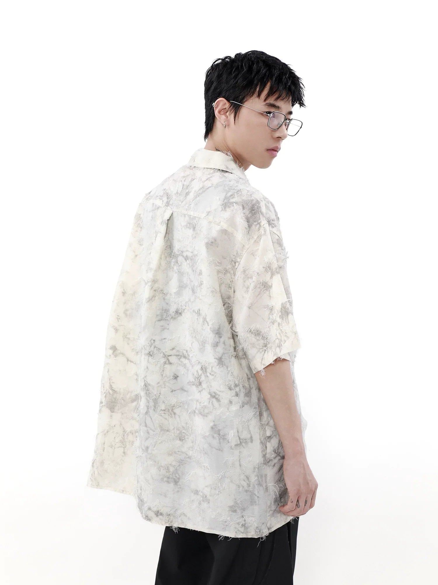 Oversize Fringed Short Sleeve Shirt