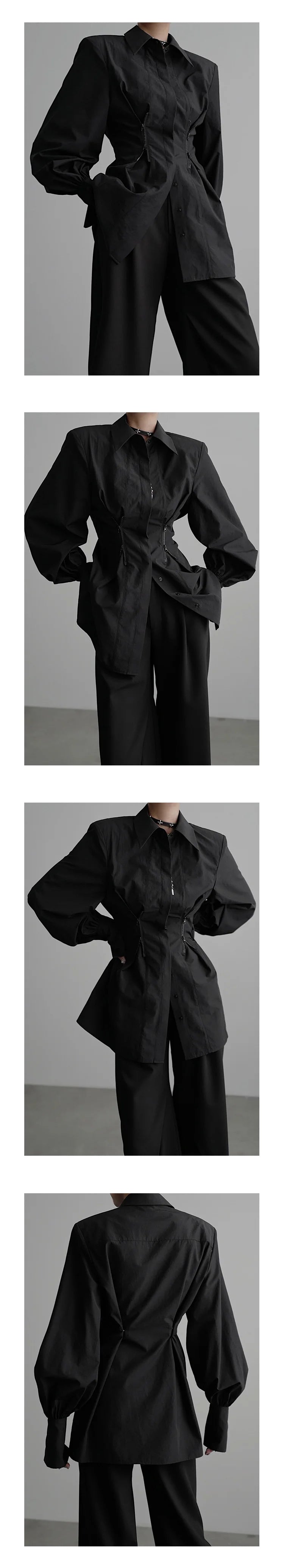 Chemise longue à taille cintrée et fermeture éclair