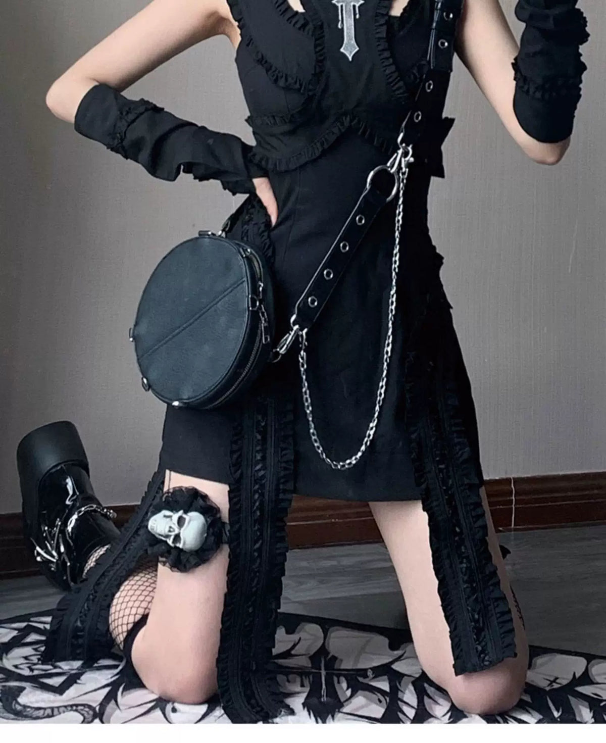 Ruffle Patchwork Sleeveless Dress
