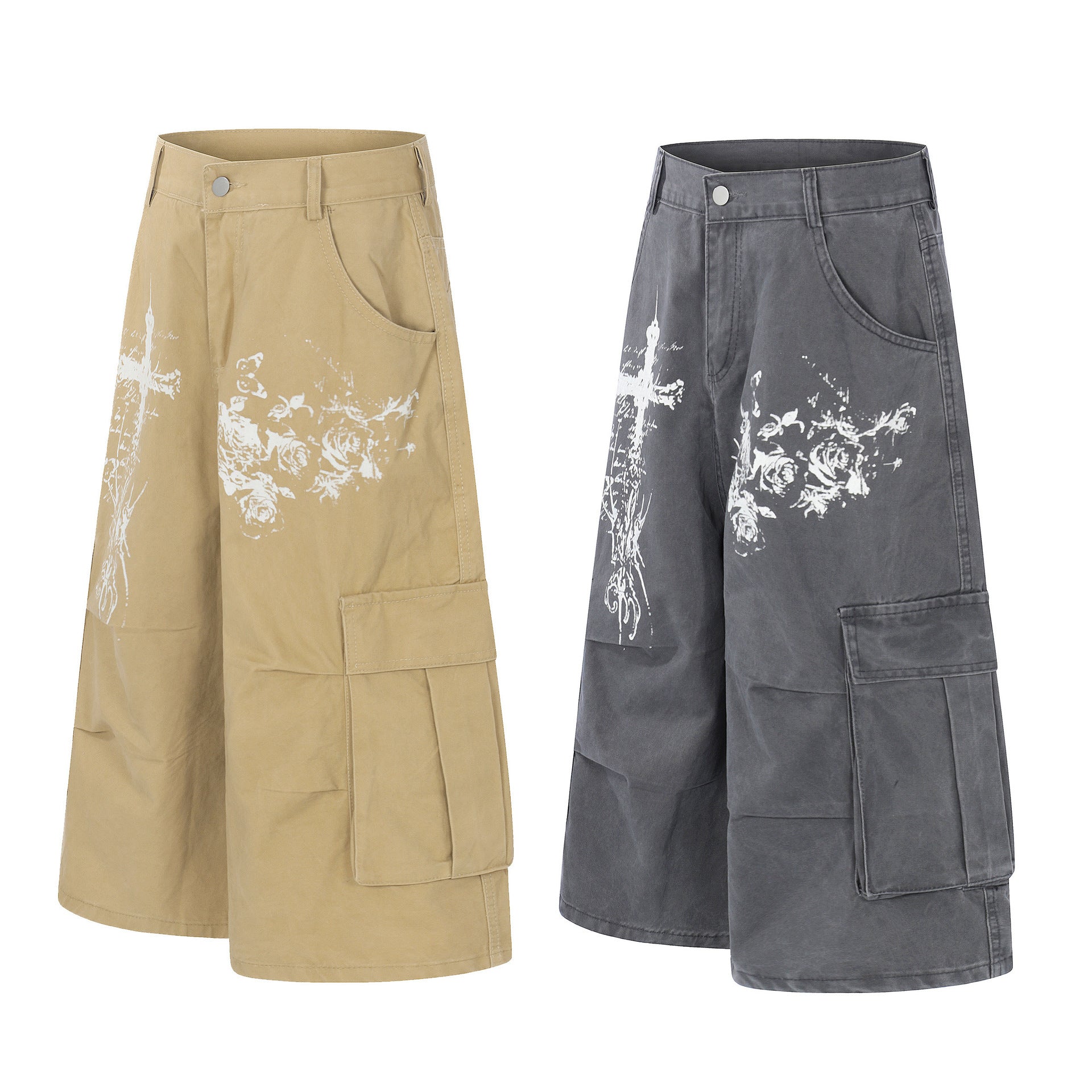 Washed Wide Leg Cargo Jort