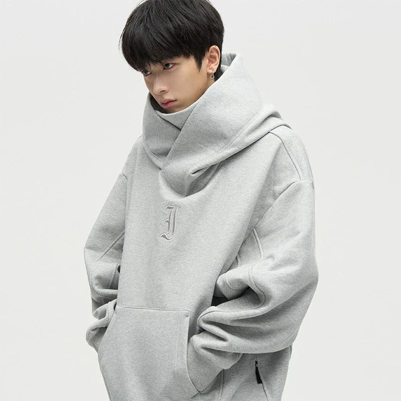오버사이즈 하이넥 후드 티셔츠