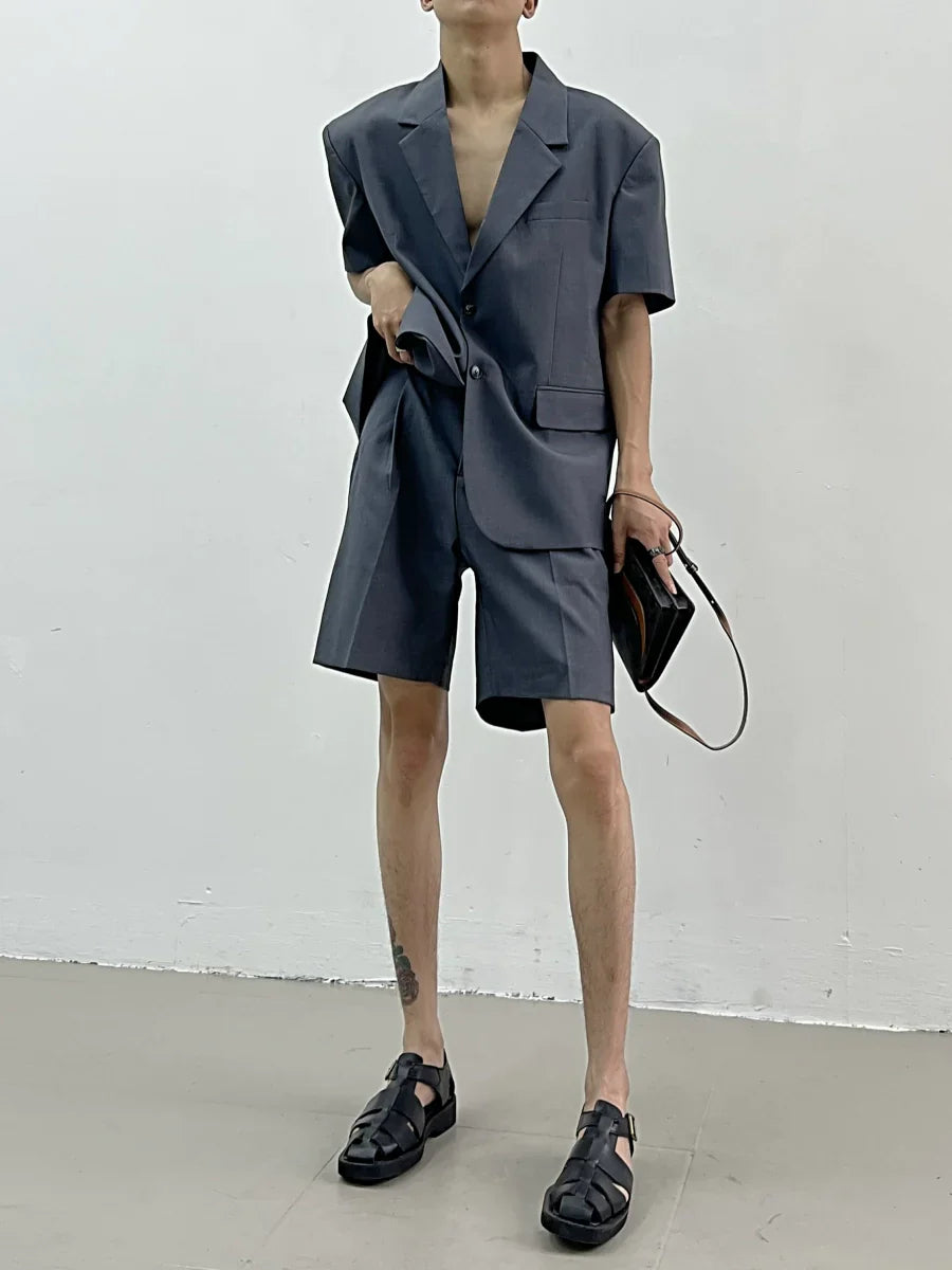 Oversize Short Sleeve Shirt Jacket & Center Press Shorts Setup
