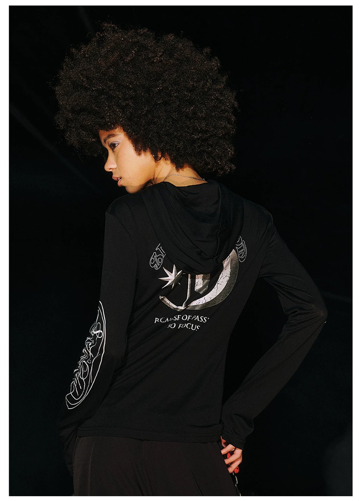 Hooded Button Print Long Sleeve T-Shirt