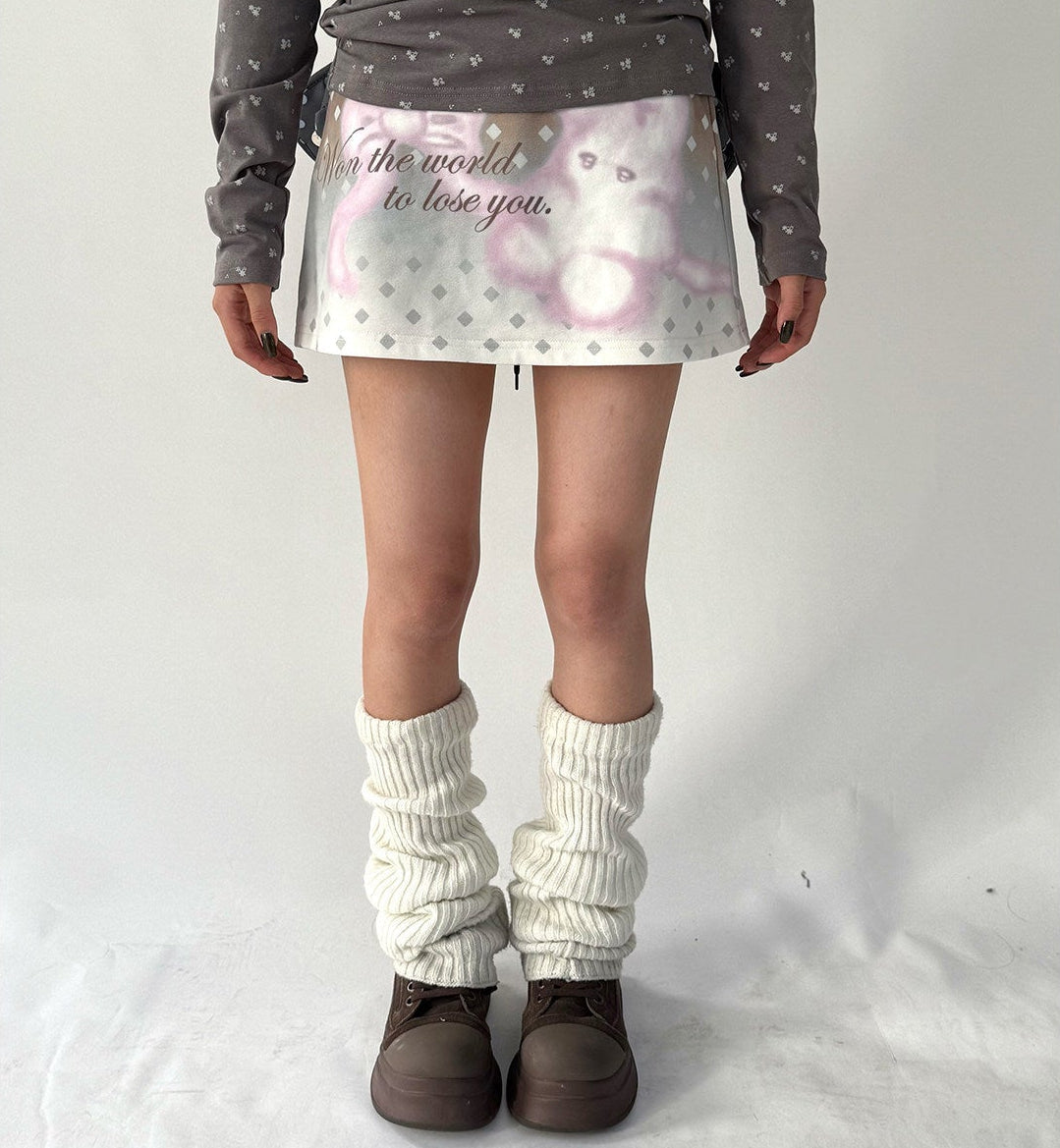 Graphic Print A-Line Short Skirt