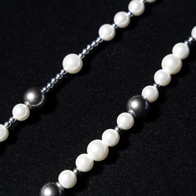 Collier en nacre noire et blanche avec chaîne de perles ICEGANG, style européen et américain, tendance rétro hip-hop pour hommes