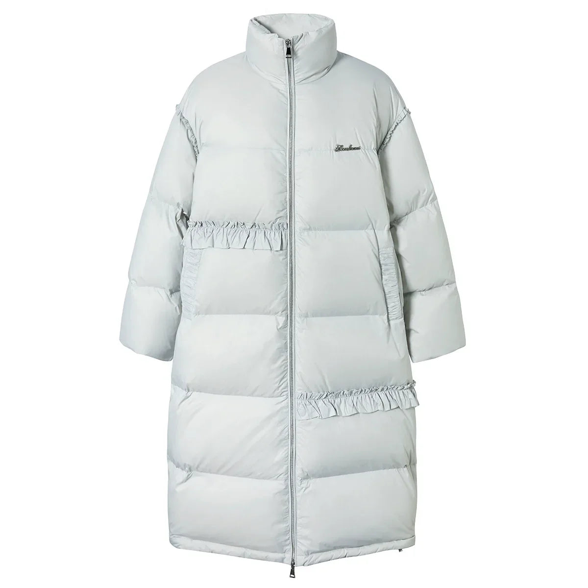 Stand Neck Long White Duck Down Coat