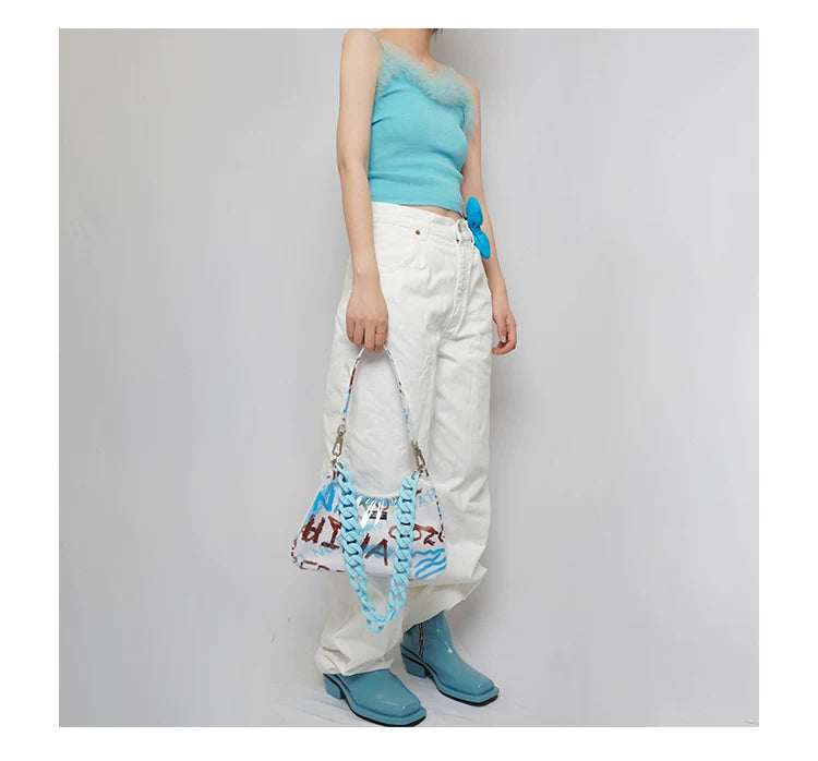 Graphic Design Chain Shoulder Bag