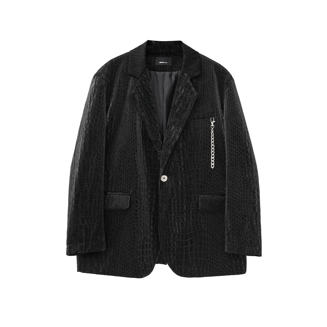 Oversize Crocodile PU Leather Jacket