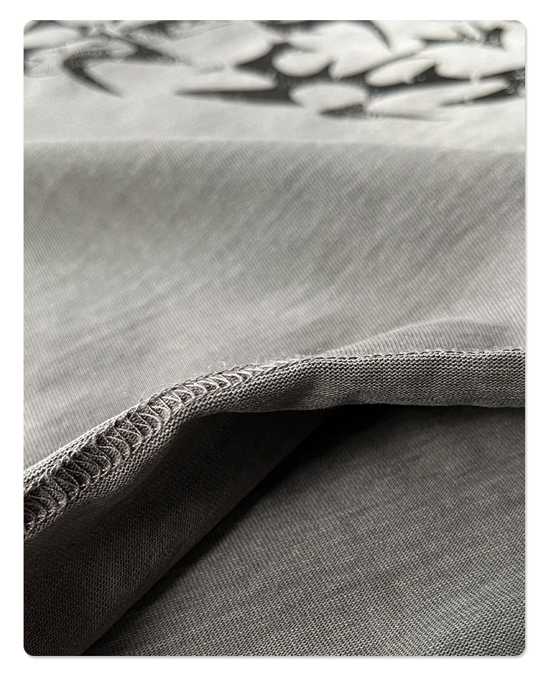 Y2K Spray Dyed Gray Printed T-Shirt
