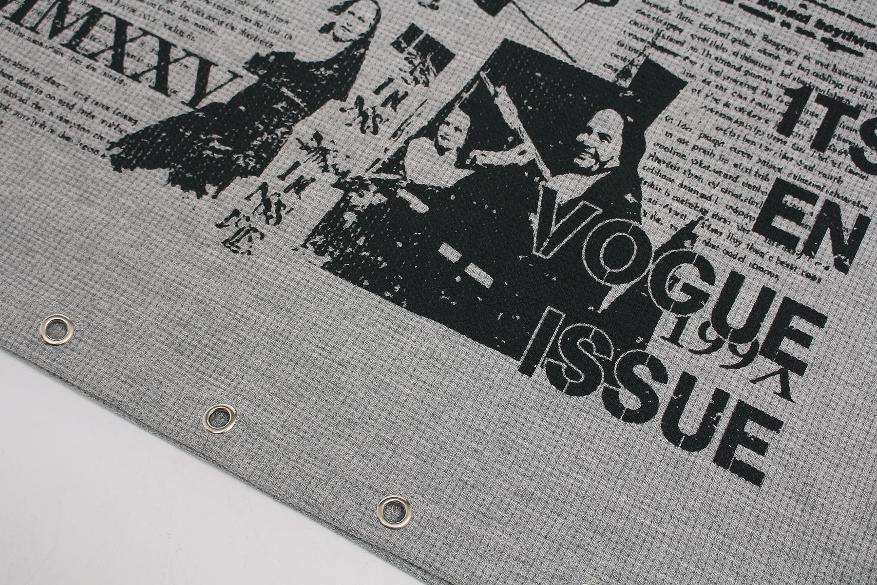 Waffle Newspaper Print Studs Short Sleeve T-Shirt
