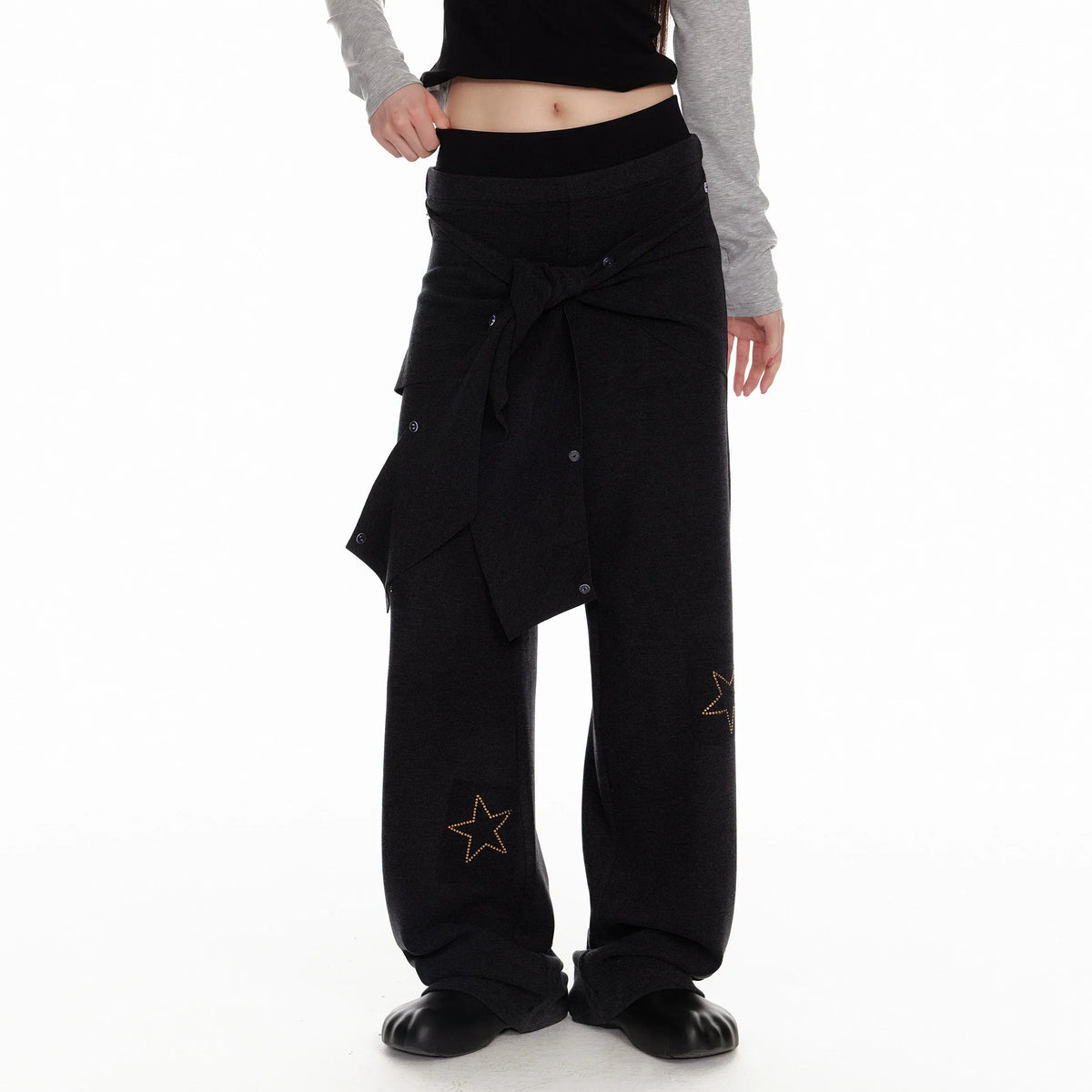 Horn Fur Collar Fuzzy Zipper Hoodie & Wide-Leg Pants Setup