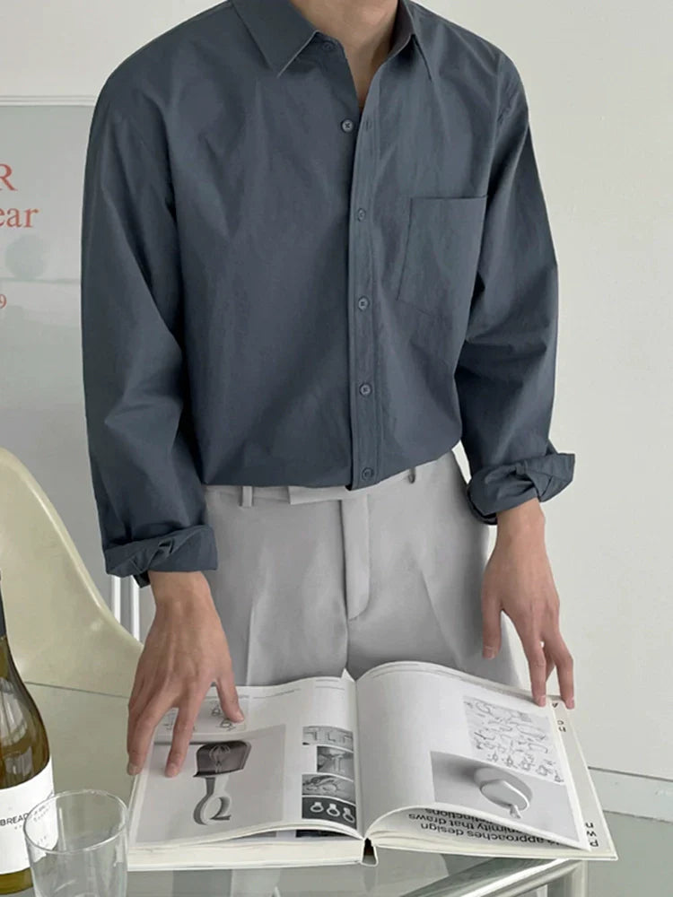 Wrinkle-Free Plain Long Sleeve Shirt