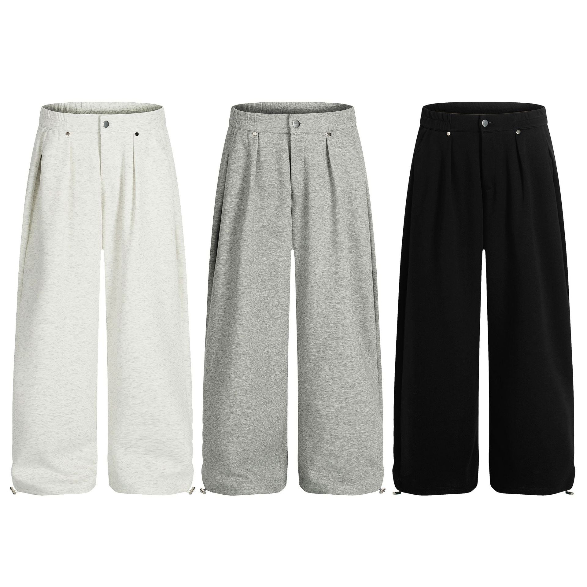 Drape Pleats Wide Leg Sweatpants