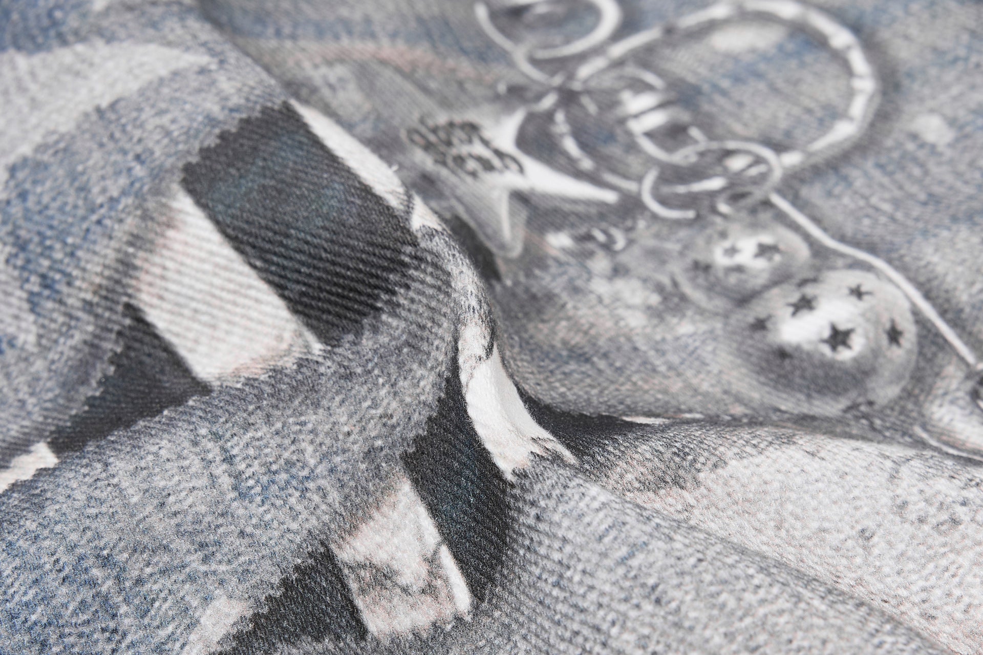 Star Print Fake Layered Curved Wide Leg Denim Jeans