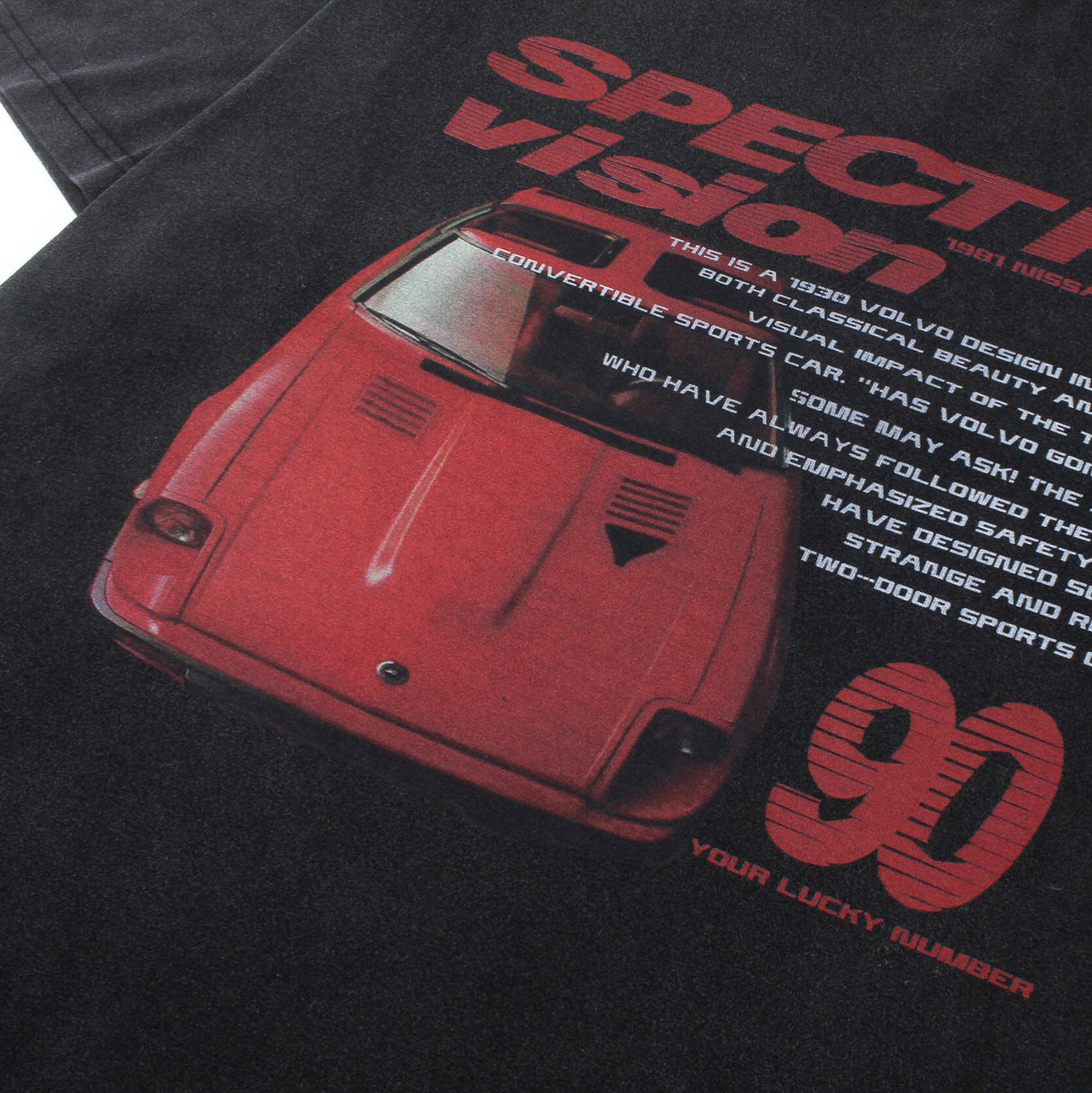Washed Graphic Car Print Short Sleeve T-Shirt
