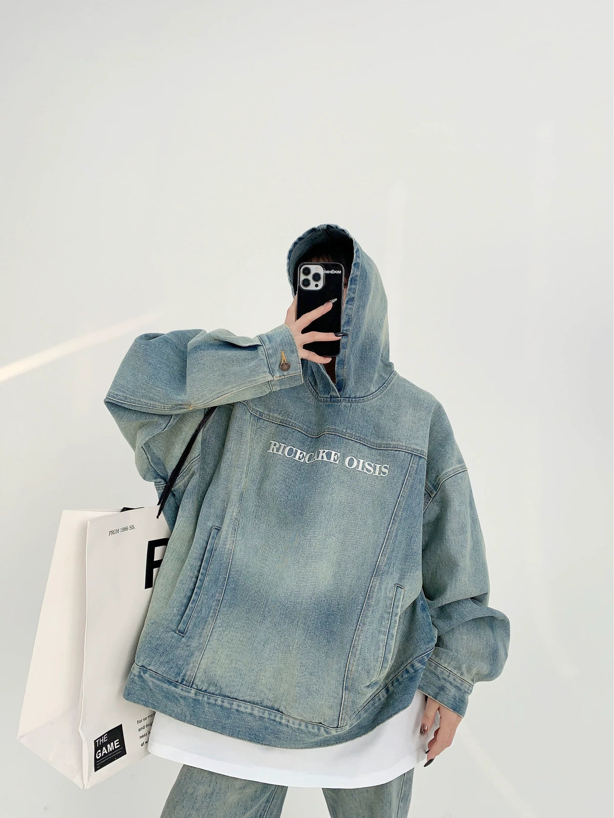 Oversize Pullover Denim Hoodie