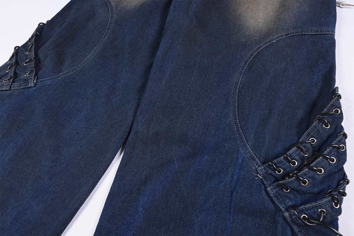 Heavyweight Washed Deconstructed Wide Leg Denim Jeans