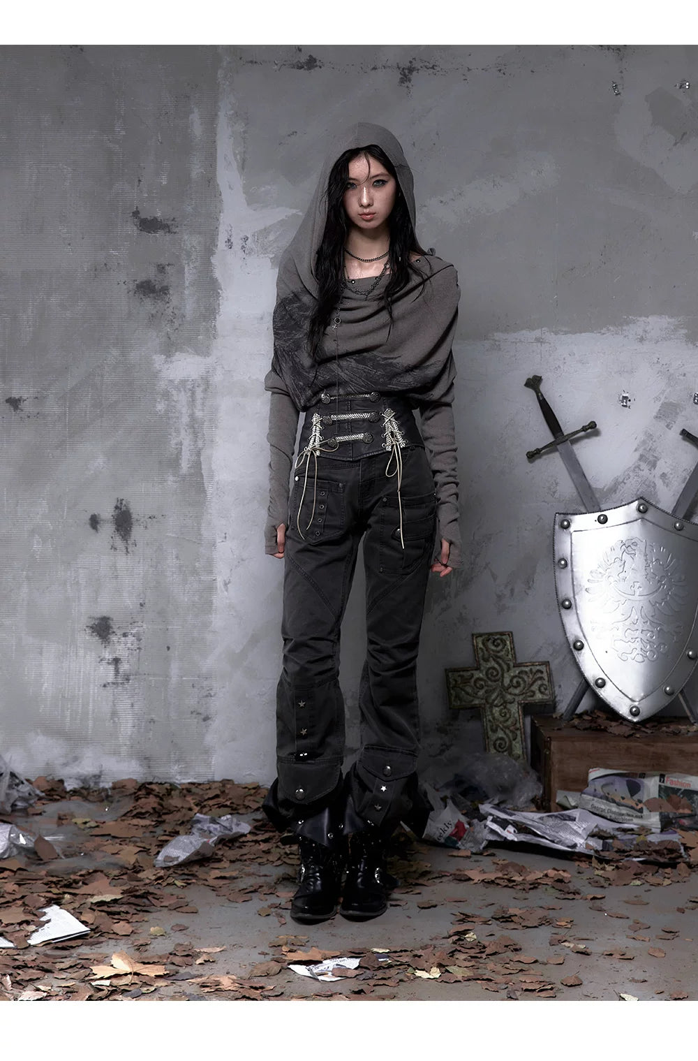 Wrinkle Washed Flare Suede Pants