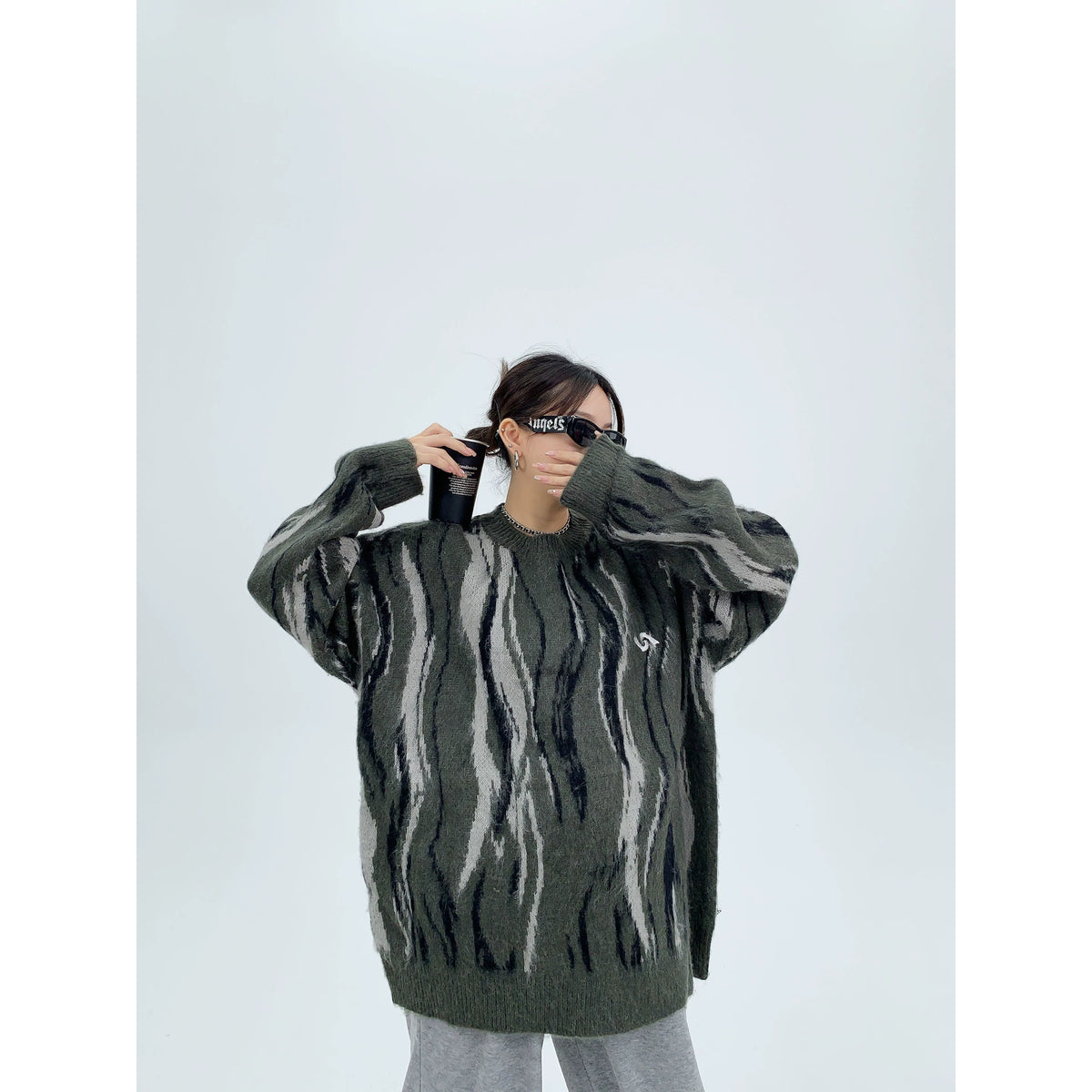 Pull oversize en maille à rayures Mrble