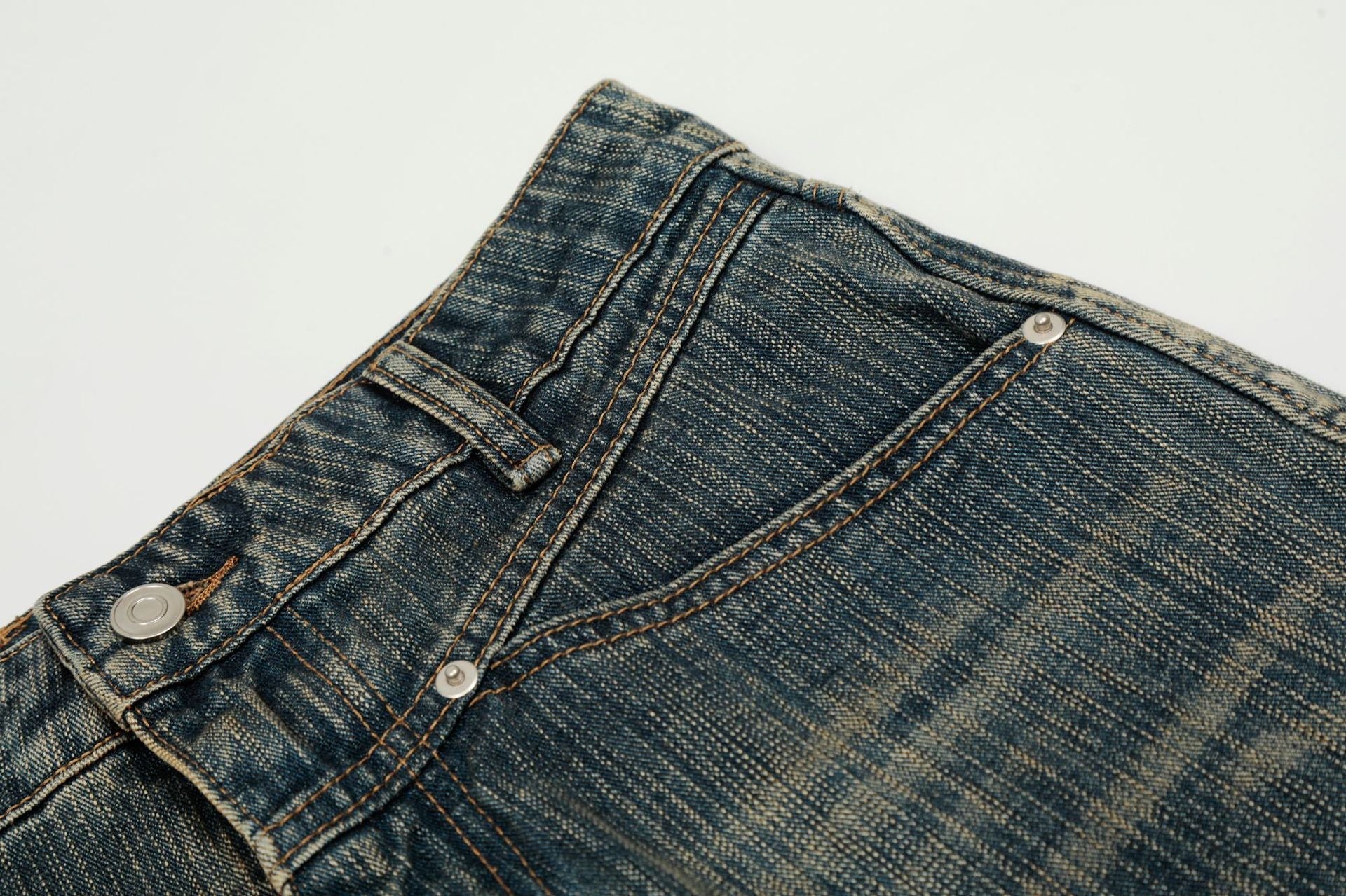 Fade Washed Straight Denim Jeans