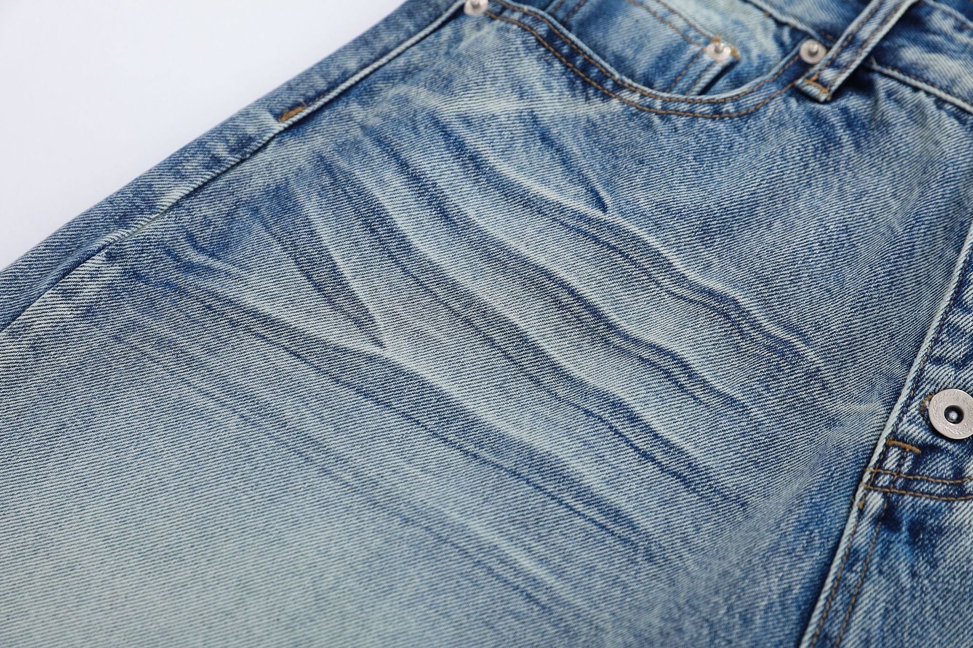 Washed Whisker Wide Leg Curved Jort