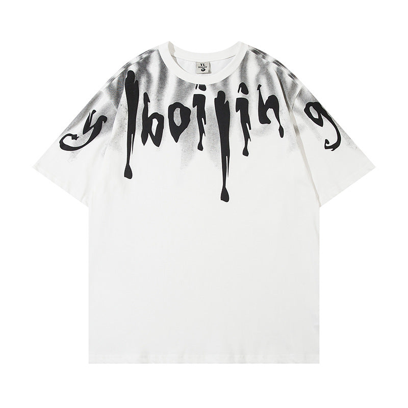 Dropped Shoulders Letters Printed T-shirt - MADXMARX