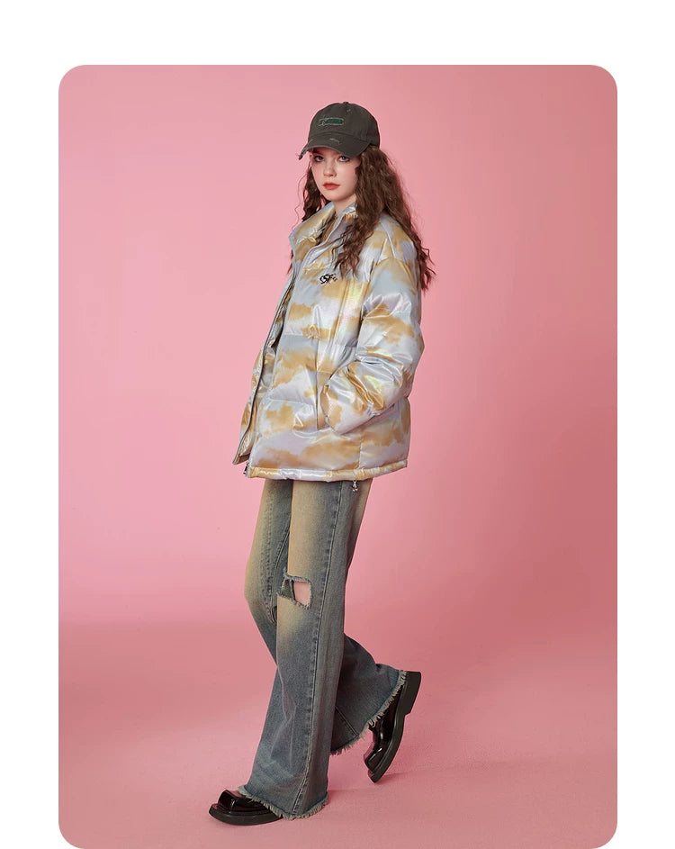 Oversize High-Neck White Duck Down Jacket