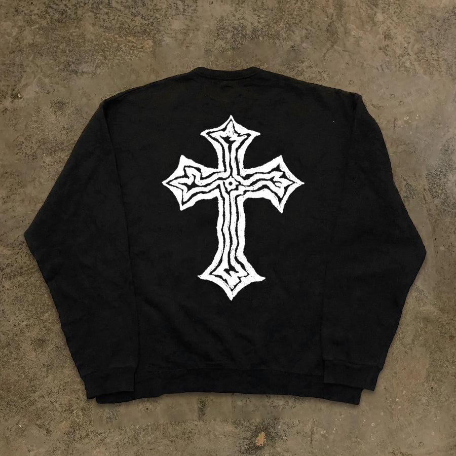 Graffiti Cross Print Sweatshirt