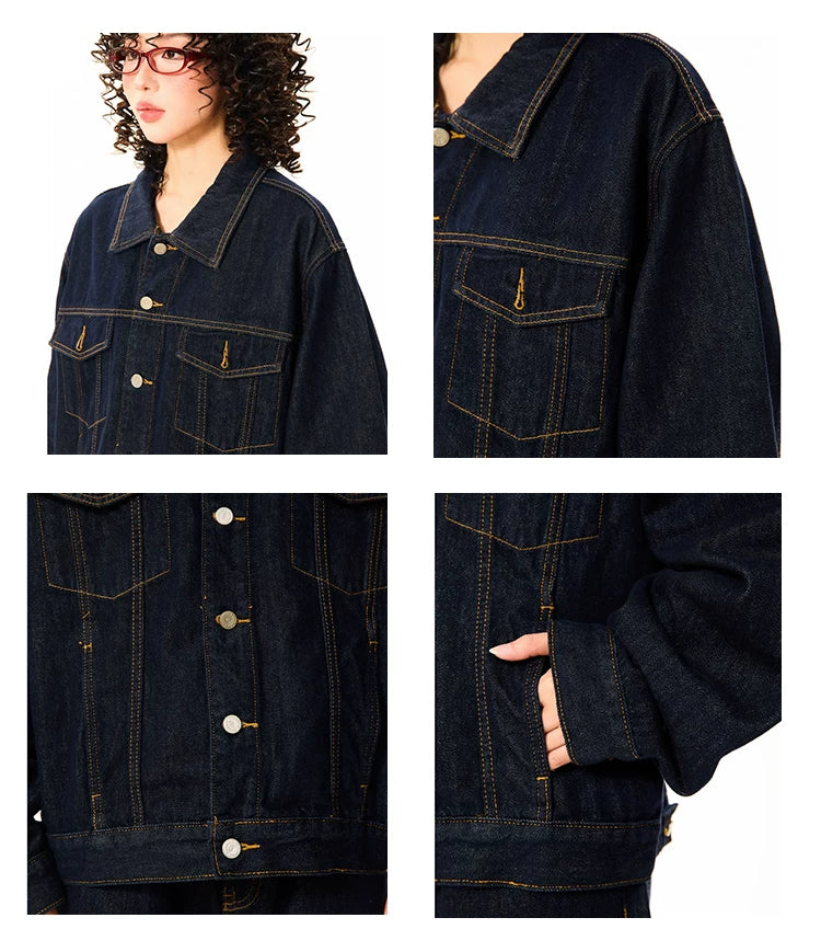 Button Oversize Denim Jacket & Wide Leg Denim Jeans Setup
