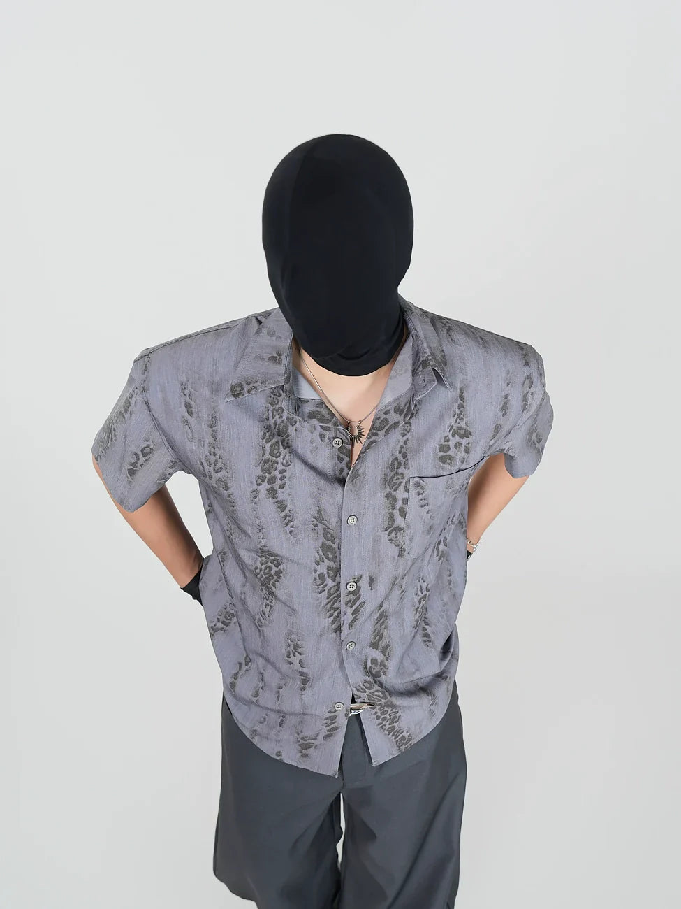 Snake Print Oversize Short Sleeve Shirt