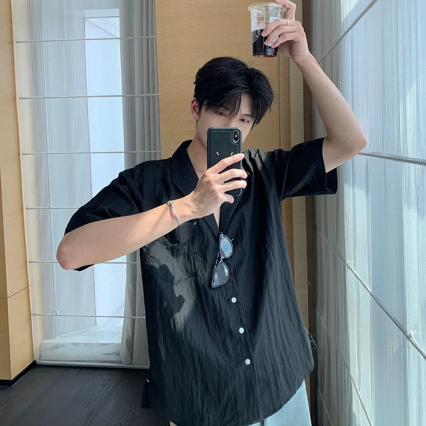 Cooling Tencel Cuban Collar Short Sleeve Shirt