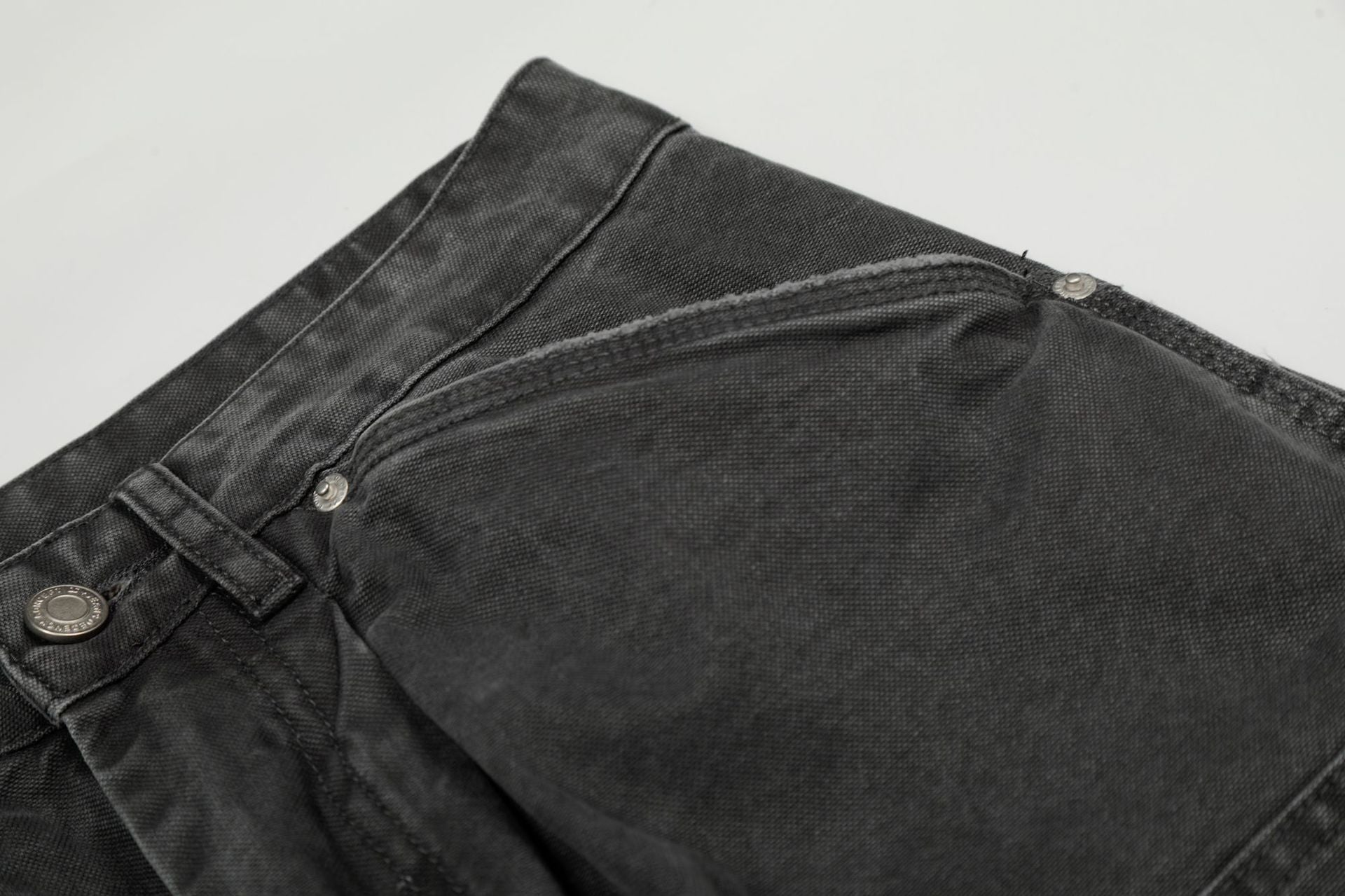 Washed Fade Curved Seam Wide Leg Denim Jeans