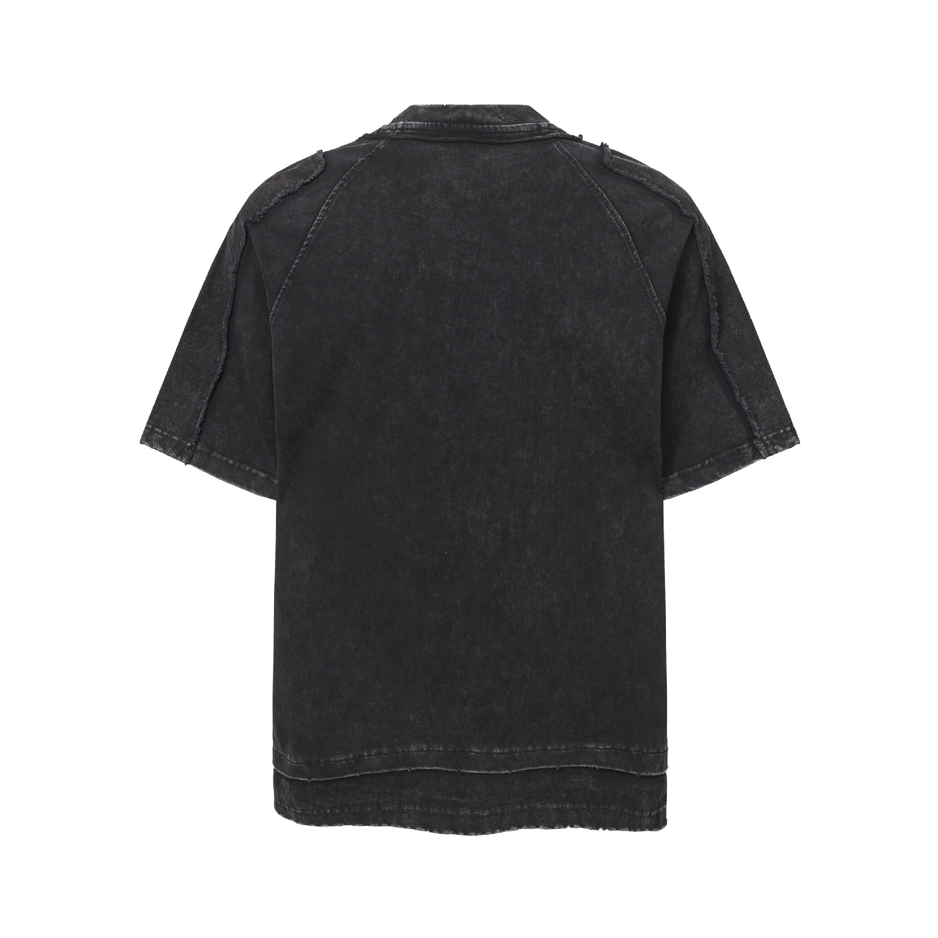Washed Mock Neck Pocket Short Sleeve T-Shirt