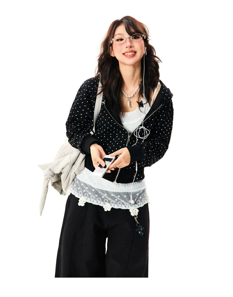 Polka Dot Zipper Hoodie