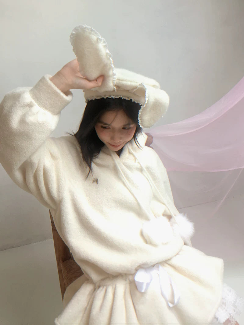 Wire Bunny Ear Lace Beret Hat