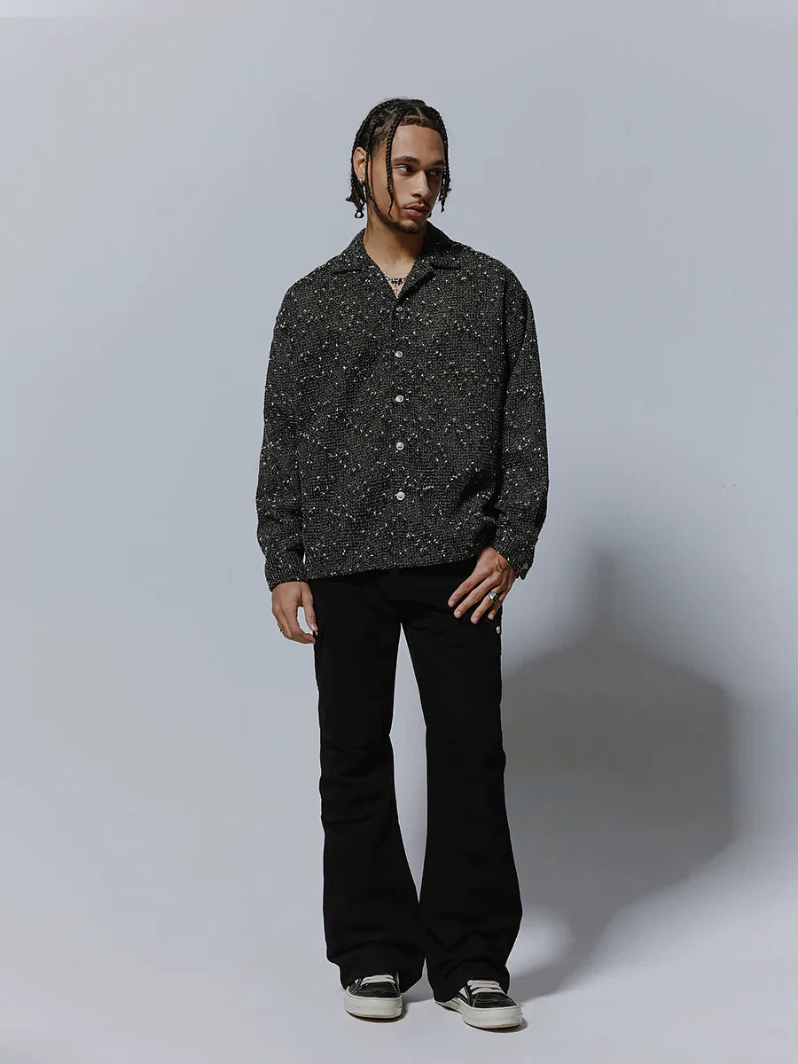 Contrast Stitch Oversize Button-Up Turn-Do