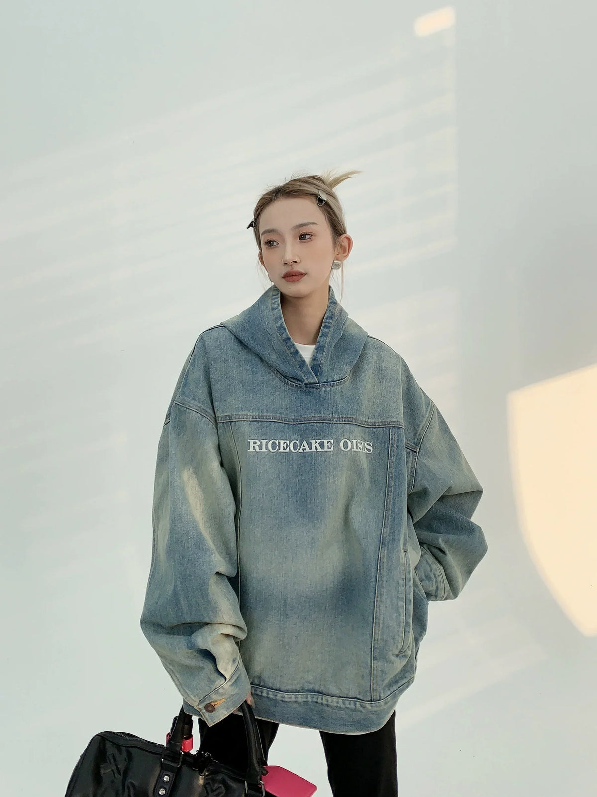 Sweat à capuche en jean oversize
