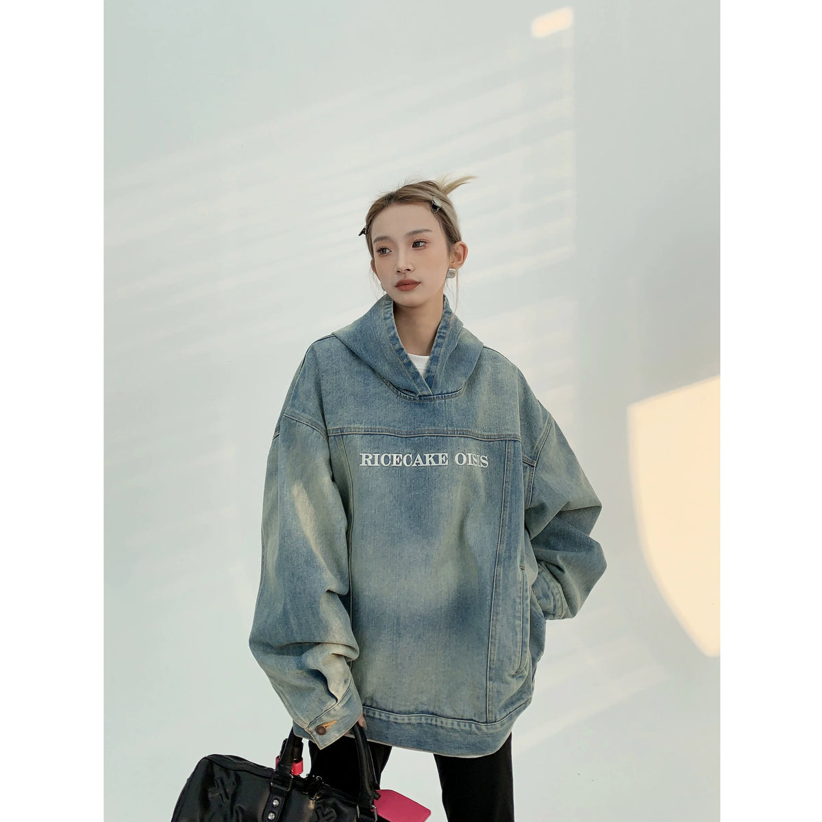 Sweat à capuche en jean oversize