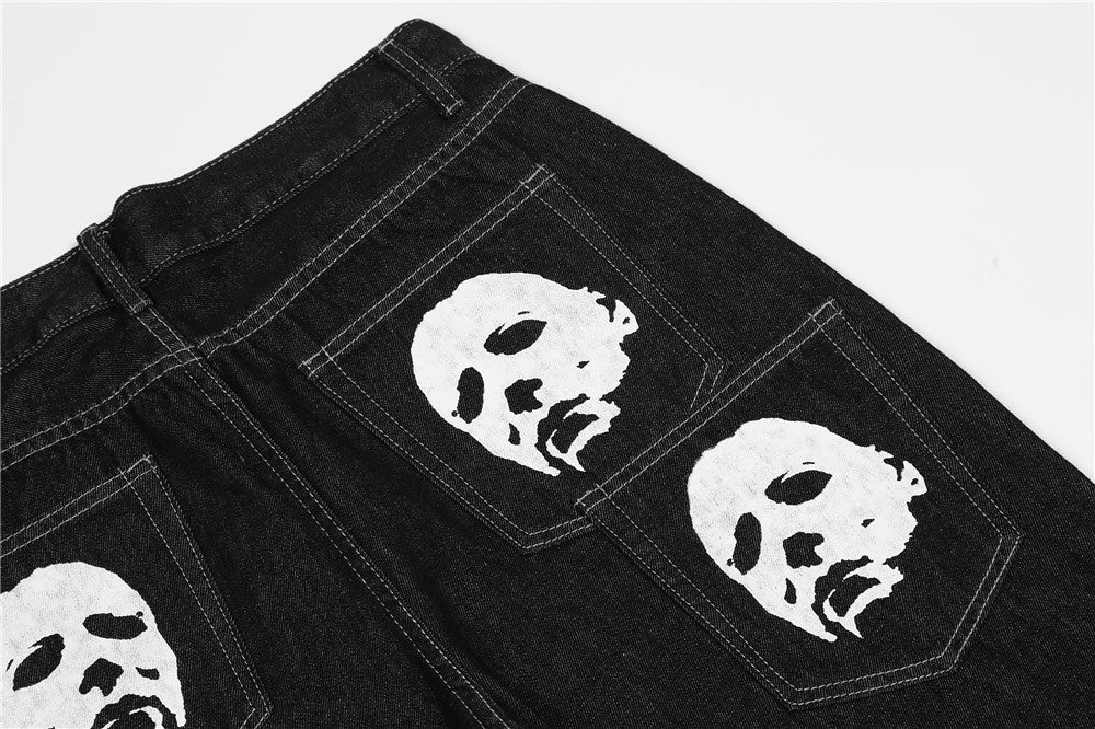 Jean en denim imprimé visage