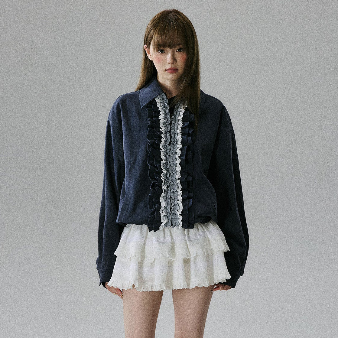 Ruffled Lace Detail Jacket