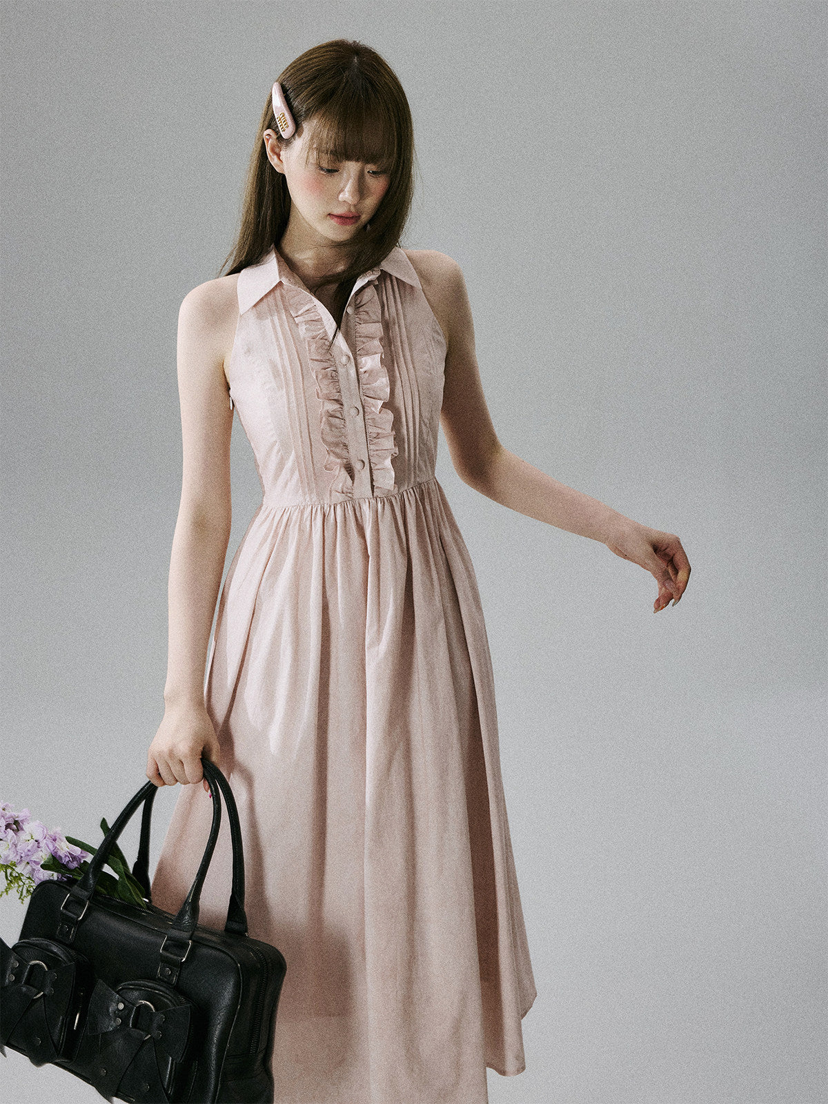 Halterneck Pocket Long Skirt Dress