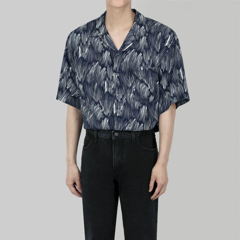 Oversize Floral Full Print Open Collar Shirt