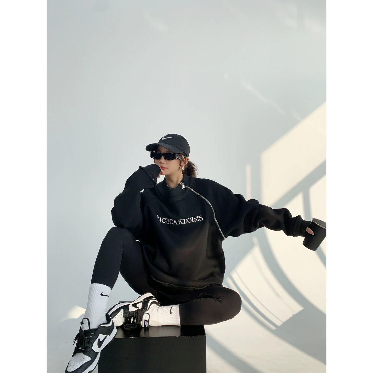 Side Zipper Design Oversized Heavyweight Sweatshirt