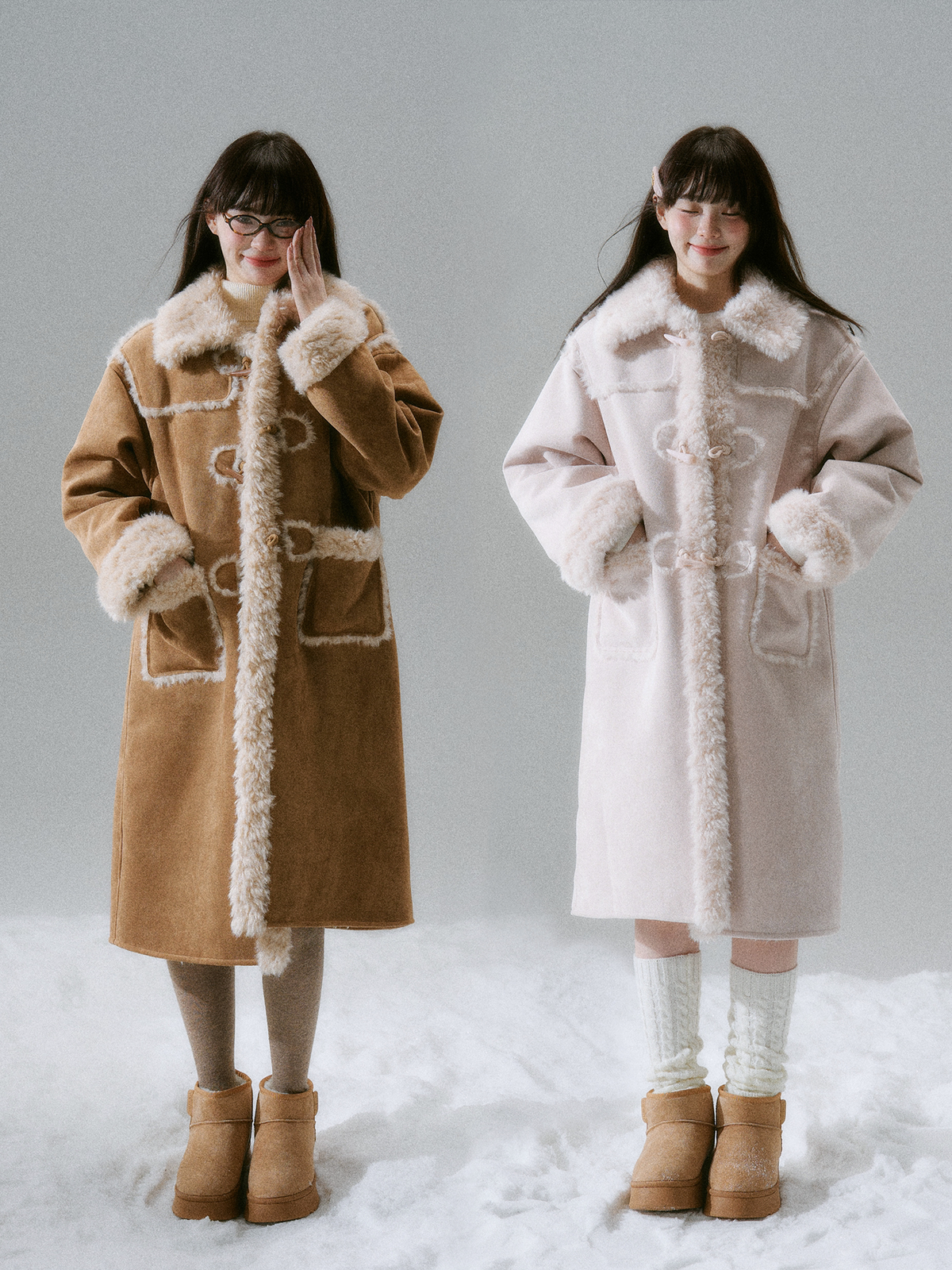 Cream Oak College Vintage Fur Horn Button Coat